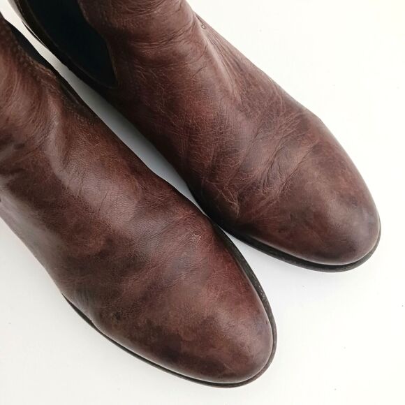 FRYE Erin Chelsea Boots Brown Leather Blk Goring  Block Heel 4001 Sz 8B Mexico - Picture 3 of 14